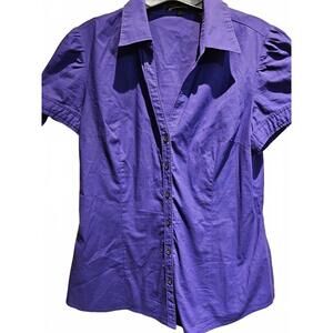 Express v neck button up blouse with buckle sleeve detail size L